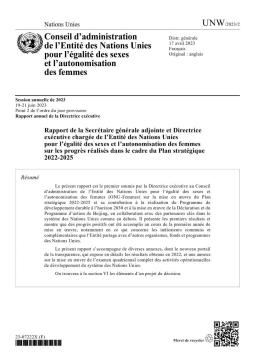 Rapport de la Secrétaire générale adjointe et Directrice exécutive chargée de l’Entité des Nations Unies pour l’égalité des sexes et l’autonomisation des femmes sur les progrès réalisés dans le cadre du Plan stratégique 2022–2025