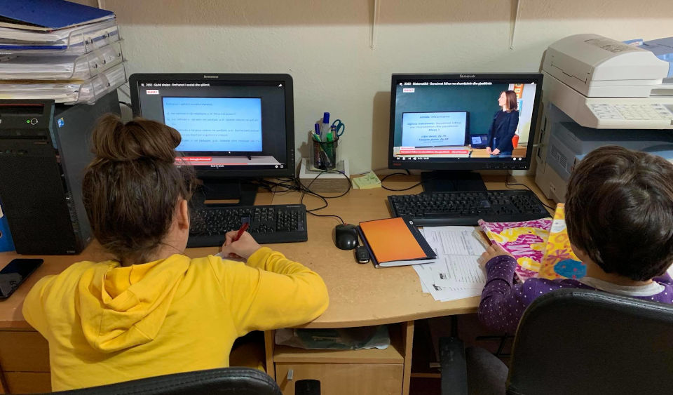 Children follow distance learning classes. Photo: Erblina Dinarama, Safe House